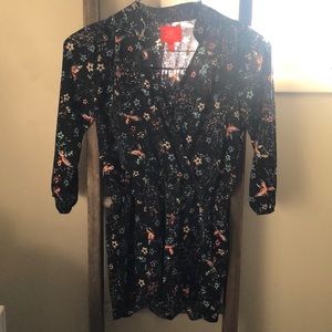 Medium black/floral mid sleeve romper